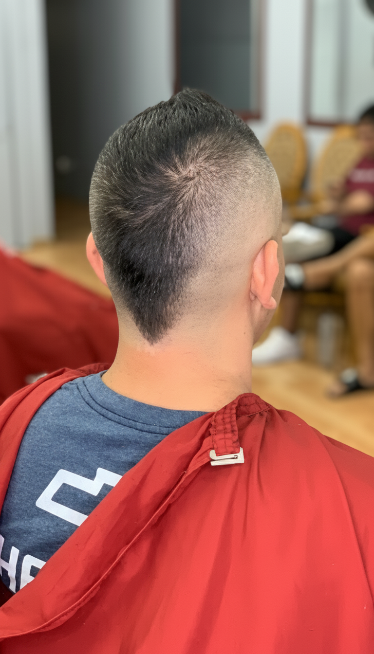Stylist shaping a client's haircut in the salon
