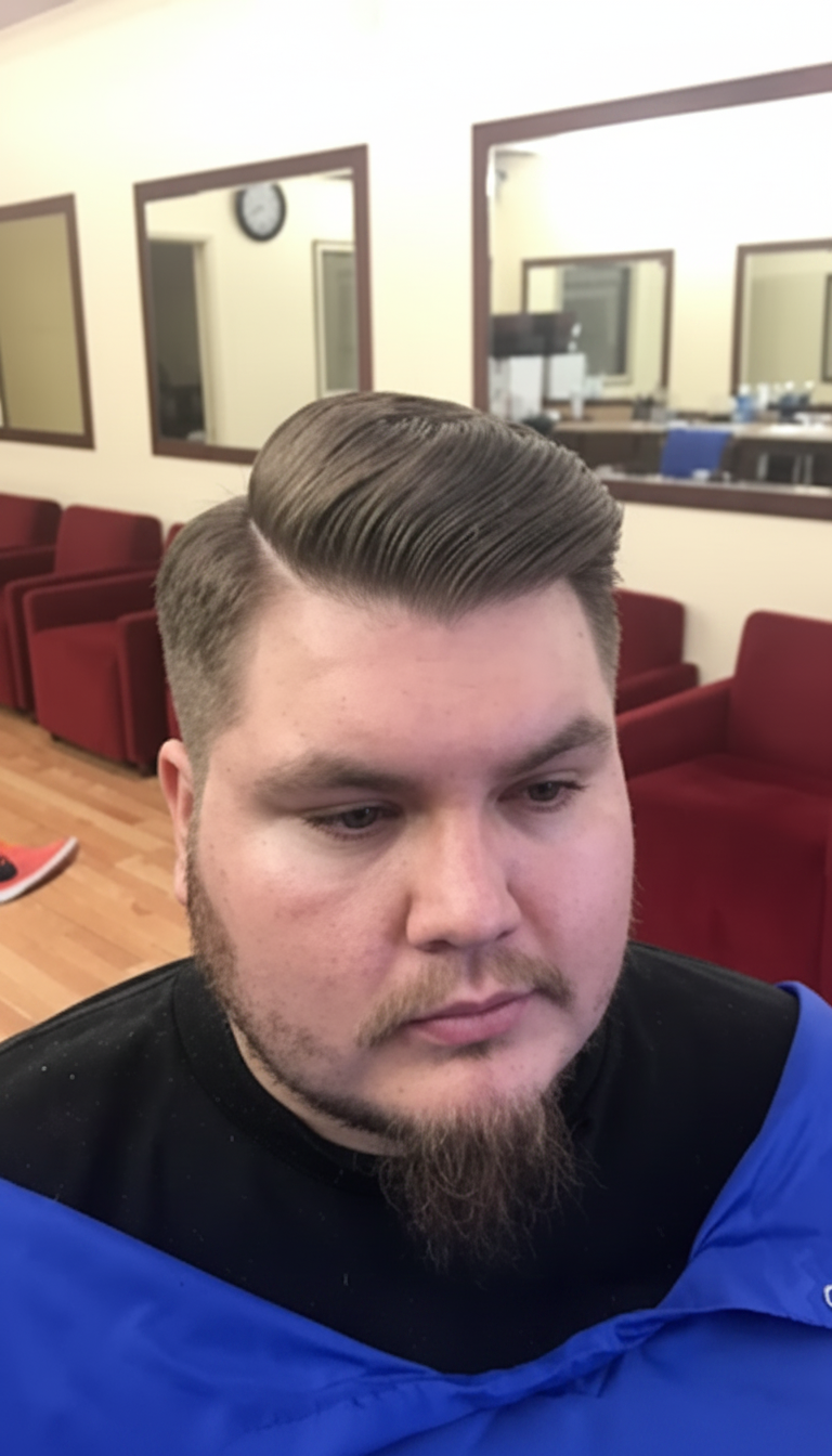 Classic side part with low fade