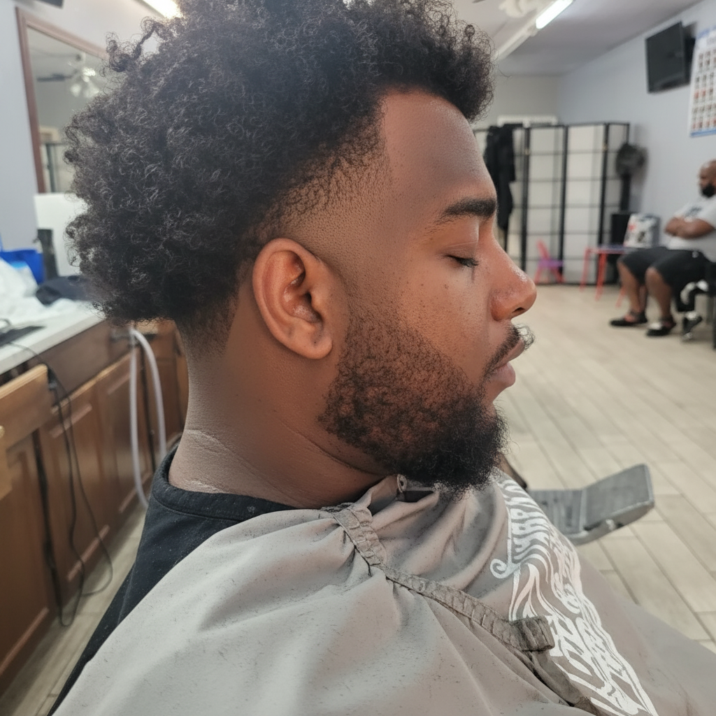 Curly textured top with tapered sides
