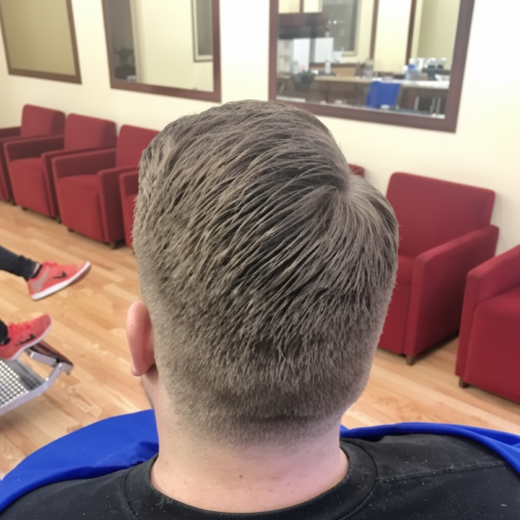 Brush-up textured cut with low taper from the back
