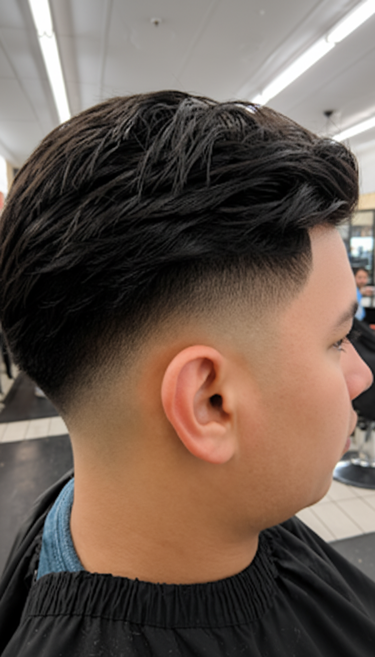 Textured top with low drop fade