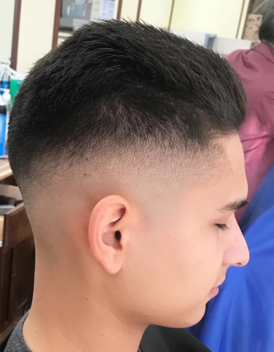 Textured crop with mid skin fade