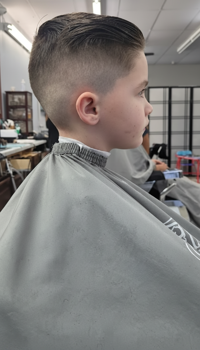 Kids classic side part with high skin fade