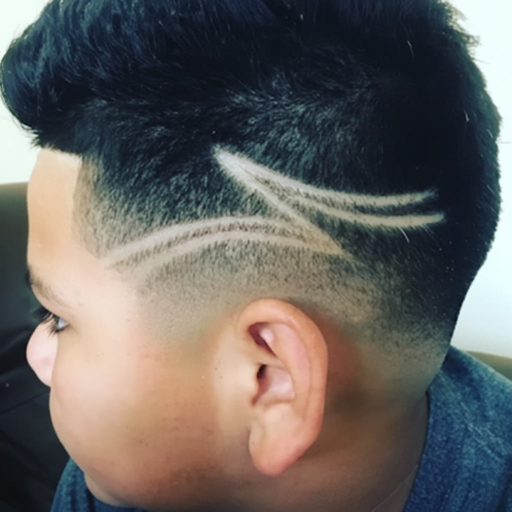 Skin fade with twin razor line designs