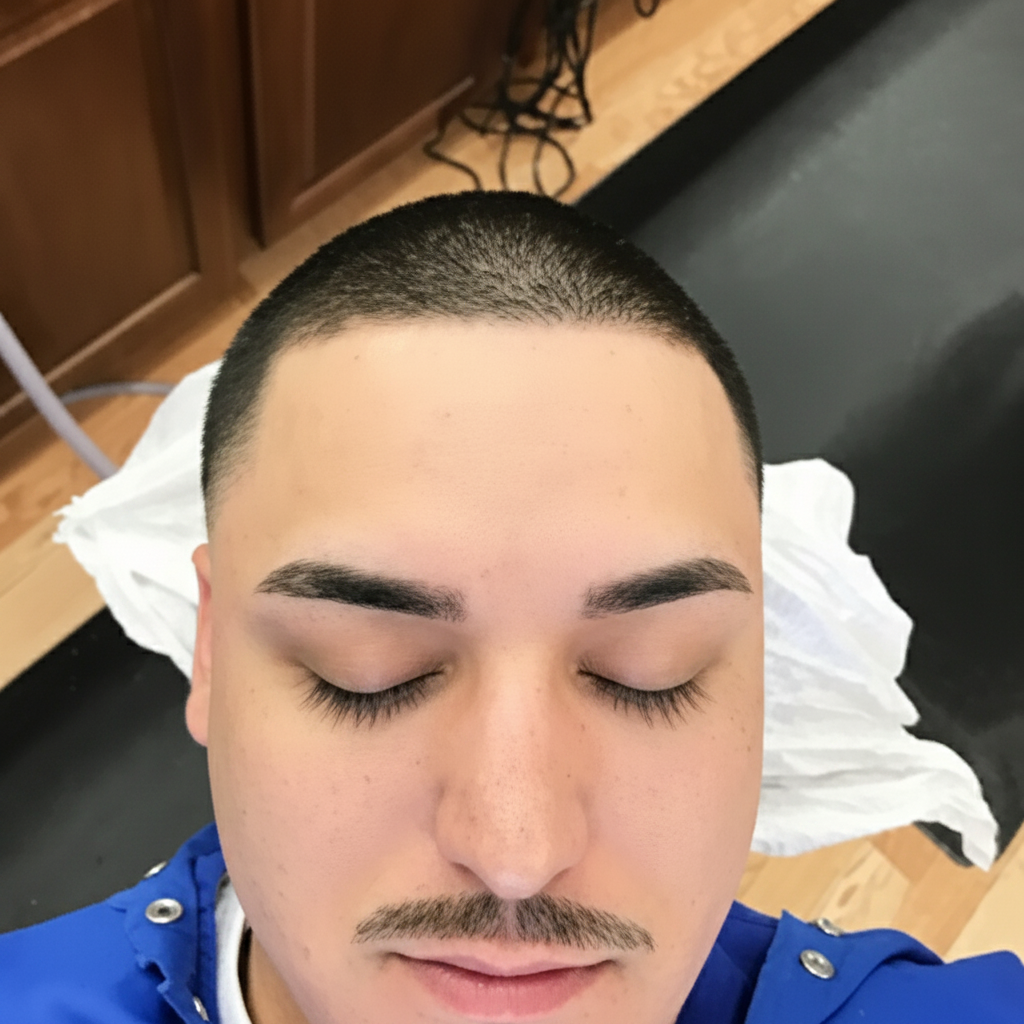 Buzz cut with clean shape-up